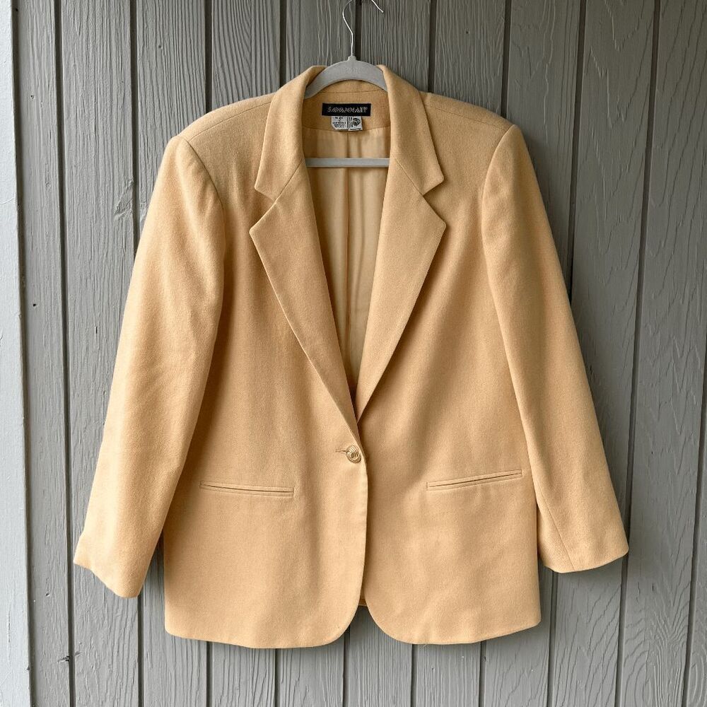 Vintage Savannah 100% Wool Blazer – Butter Yellow, M/L